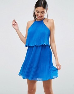 Двухслойное платье мини со складками ASOS - Синий