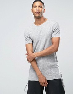 Длинная фактурная футболка облегающего кроя ASOS - Серый