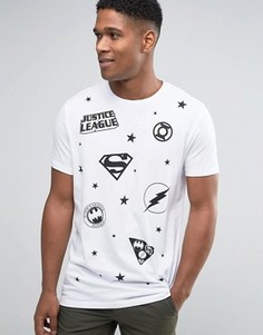 Длинная белая футболка с принтом нашивок ASOS - Белый