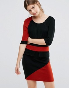 Платье-футляр в стиле колор блок с баской Jasmine - Черный