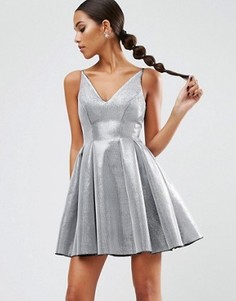Платье мини для выпускного из нетканого полотна ASOS NIGHT - Серебряный