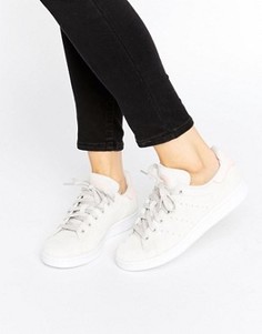 Кремовые фактурные кроссовки с розовыми вставками на задниках adidas Originals Stan Smith - Розовый