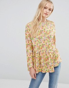 Топ с оборкой по краю и цветочным принтом ASOS - Мульти