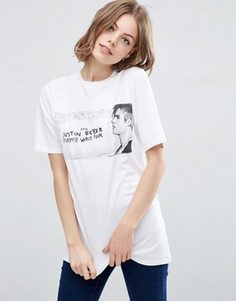 Футболка с принтом Justin Bieber Tour ASOS - Белый