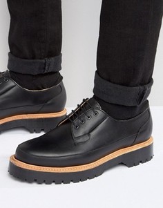 Изготовленные в Англии черные кожаные туфли дерби ASOS - Черный