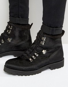 Черные походные ботинки с отделкой под ворс пони ASOS - Черный
