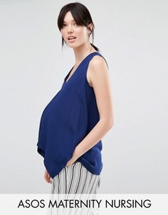 Тканая майка для беременных с накладкой ASOS Maternity - Темно-синий