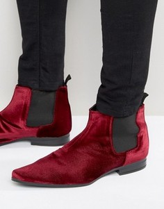 Бордовые бархатные ботинки челси ASOS - Красный