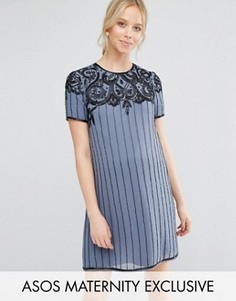 Платье мини для беременных с отделкой ASOS Maternity - Синий