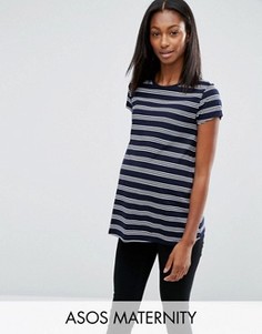 Полосатая футболка для беременных с круглым вырезом ASOS Maternity - Синий