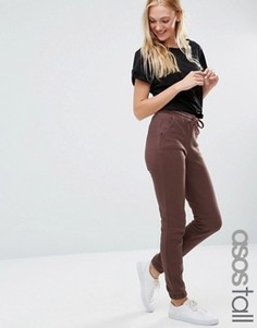 Мягкие джоггеры с вельветовым поясом ASOS TALL - Коричневый