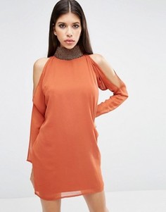 Платье мини с длинными рукавами ASOS - Оранжевый