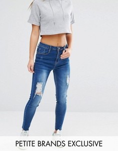 Эксклюзивные рваные джинсы скинни с завышенной талией Missguided Petite - Синий