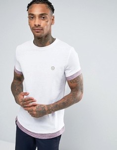 Удлиненная футболка с асимметричным краем и контрастными рукавами Le Breve - Фиолетовый