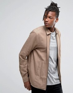 Темно-бежевая рубашка навыпуск на молнии ASOS - Коричневый