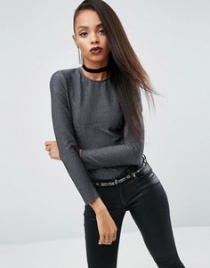 Боди с эффектом металлик ASOS NIGHT - Серебряный