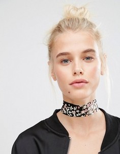 Ожерелье-чокер с цветочным принтом ASOS - Черный