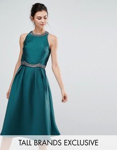 Короткое приталенное платье 2-в-1 с декоративной отделкой Little Mistress Tall - Зеленый