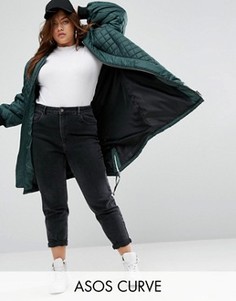 Длинная стеганая куртка-пилот ASOS CURVE - Зеленый