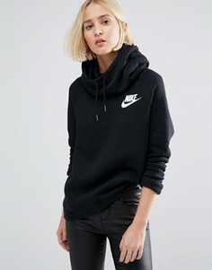Черный худи через голову с маленьким логотипом Nike - Черный