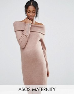 Платье-джемпер для беременных с открытыми плечами ASOS - Коричневый