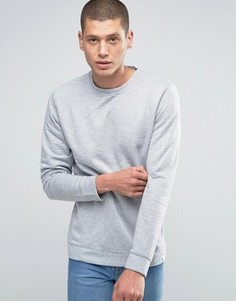 Фактурный свитшот в рубчик с круглым вырезом Jack and Jones - Серый