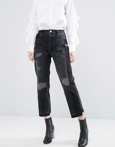 Черные прямые джинсы с деконструированным дизайном ASOS - Черный
