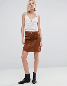 Замшевая мини-юбка в стиле 70-х Pepe Jeans Keira - Коричневый