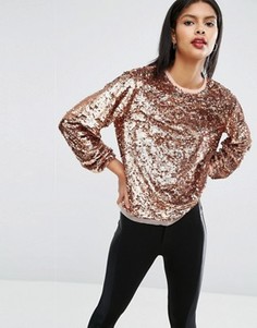 Свободный топ с пайетками ASOS - Коричневый