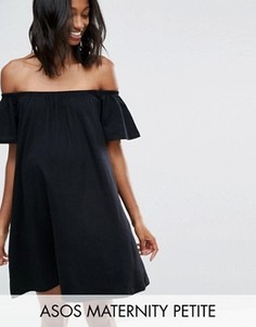 Платье мини с открытыми плечами ASOS Maternity PETITE - Черный