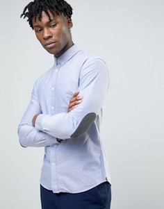 Оксфордская рубашка узкого кроя с длинными рукавами и нашивками на локтях Celio - Синий
