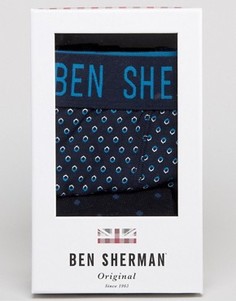 Подарочный набор из синих боксеров-брифов и носков в горошек Ben Sherman - Синий