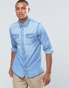 Джинсовая рубашка на кнопках с двумя карманами Jack &amp; Jones Originals - Черный