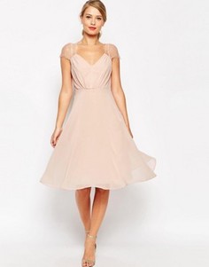 Платье миди с кружевными вставками ASOS Kate - Розовый