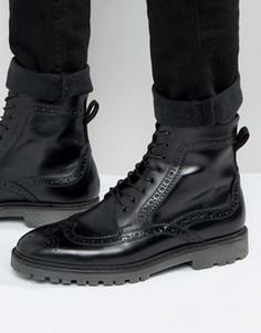 Черные кожаные ботинки-броги ASOS - Черный