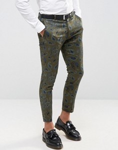 Супероблегающие укороченные строгие брюки цвета хаки ASOS - Зеленый