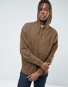 Oversize-худи с карманом на молнии ASOS - Коричневый