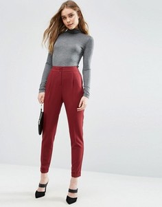 Брюки с завышенной талией и отворотами ASOS Tailored - Красный