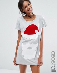 Oversize-футболка для сна ASOS TALL Christmas Santas Toys - Серый