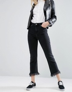 Черные выбеленные расклешенные джинсы укороченного кроя ASOS - Черный