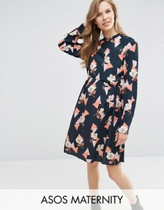 Платье-трапеция для беременных с высокой горловиной ASOS Maternity - Мульти