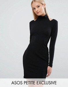 Облегающее платье мини из крепа с открытыми плечами ASOS PETITE - Черный