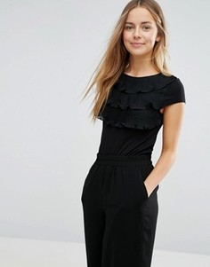 Ярусная рубашка с короткими рукавами и оборками спереди Vero Moda - Черный