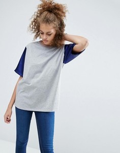 Oversize-футболка в стиле колор блок с атласными рукавами ASOS - Мульти