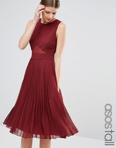 Платье миди со складками ASOS TALL - Красный