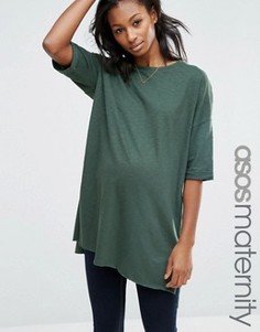 Длинная футболка для беременных с разрезами ASOS Maternity - Зеленый