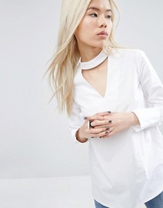 Рубашка с V-образным вырезом и пуговицами сзади ASOS WHITE - Белый