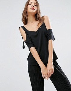 Топ с открытыми плечами и контрастными лямками ASOS - Черный