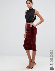 Бархатная юбка-карандаш ASOS TALL - Красный