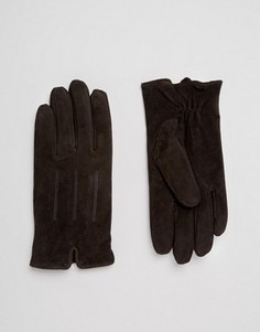 Коричневые замшевые перчатки Barneys - Коричневый Barneys Originals